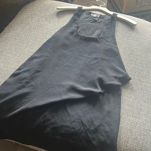 Silky Tight Black Dress with Asymmetrical Top Layer